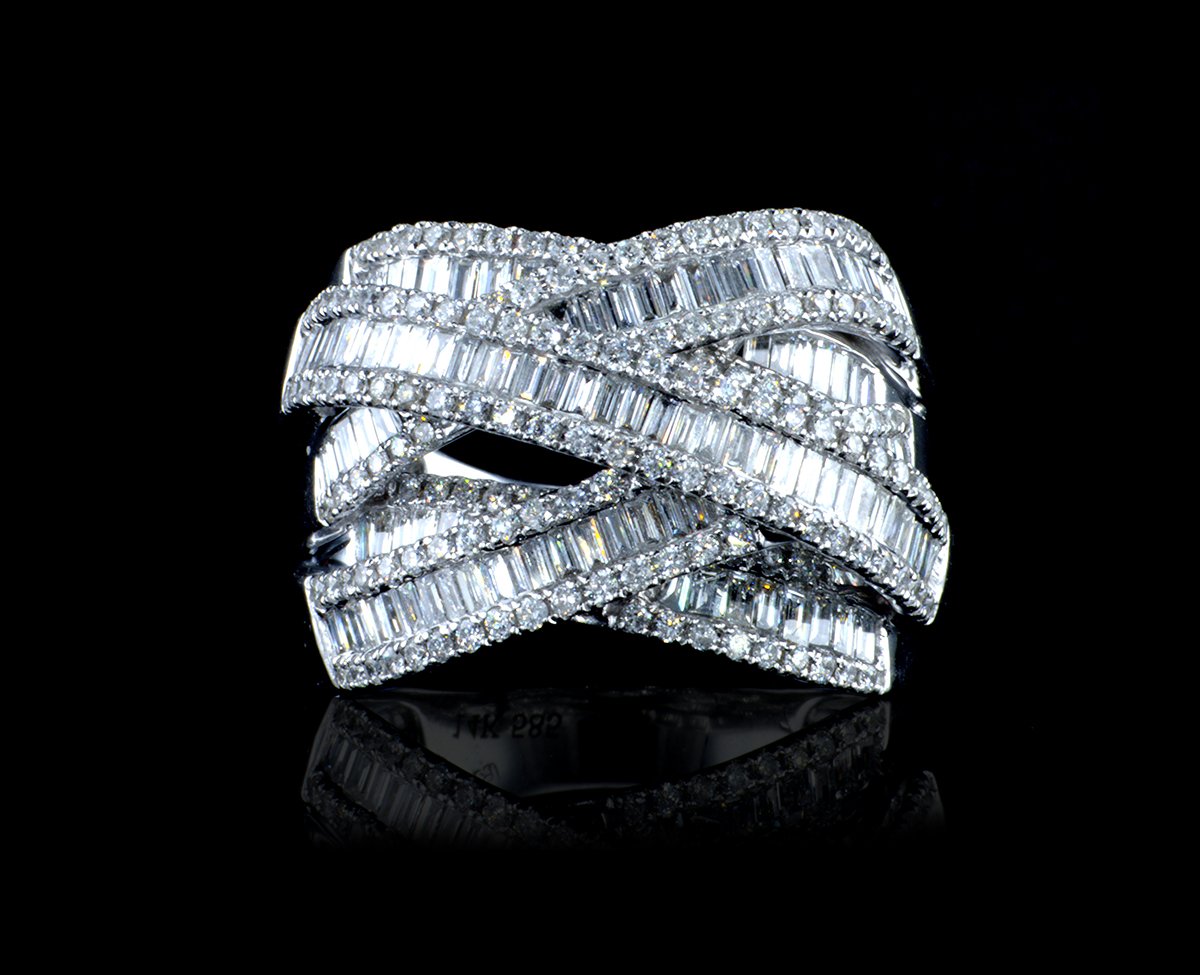 An intricate diamond band, set by hand