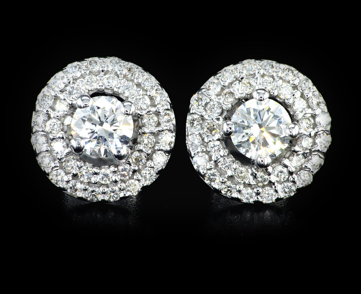 Diamond halo earrings