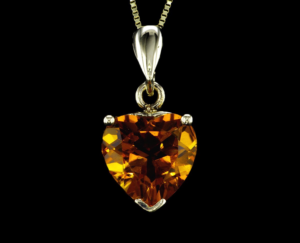 Citrine heart pendant